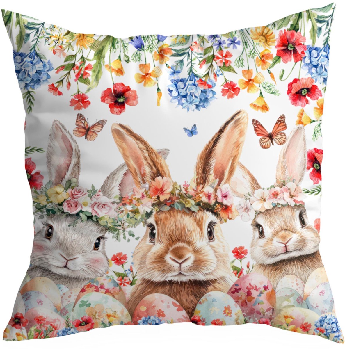 Decoratieve Kussenhoes 50x50cm - Paashaas - Duurzaam & Kleurrijk