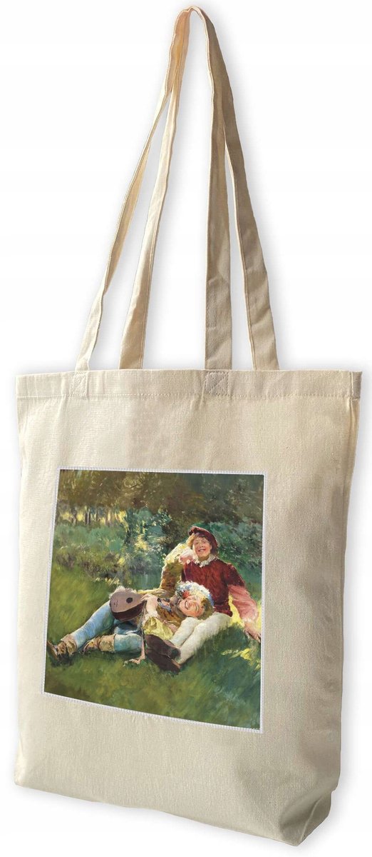 Shopper Tas met Leon Wyczółkowski Patch - Zwart of Ecru