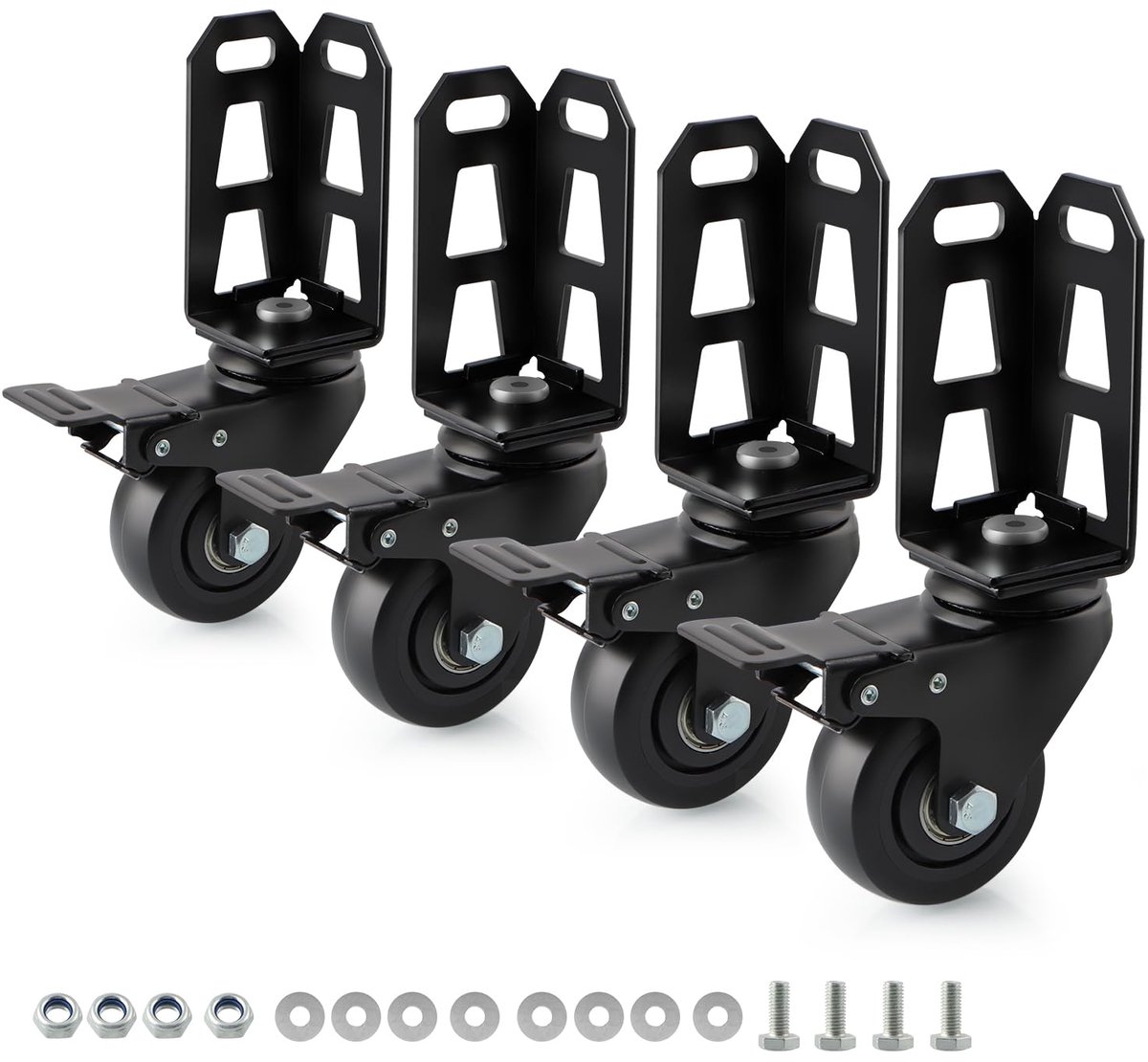 Opslagwielen 75mm met remmen - Geschikt voor zelf-locking planken - Totale laadcapaciteit 1000lbs - ShopVlot