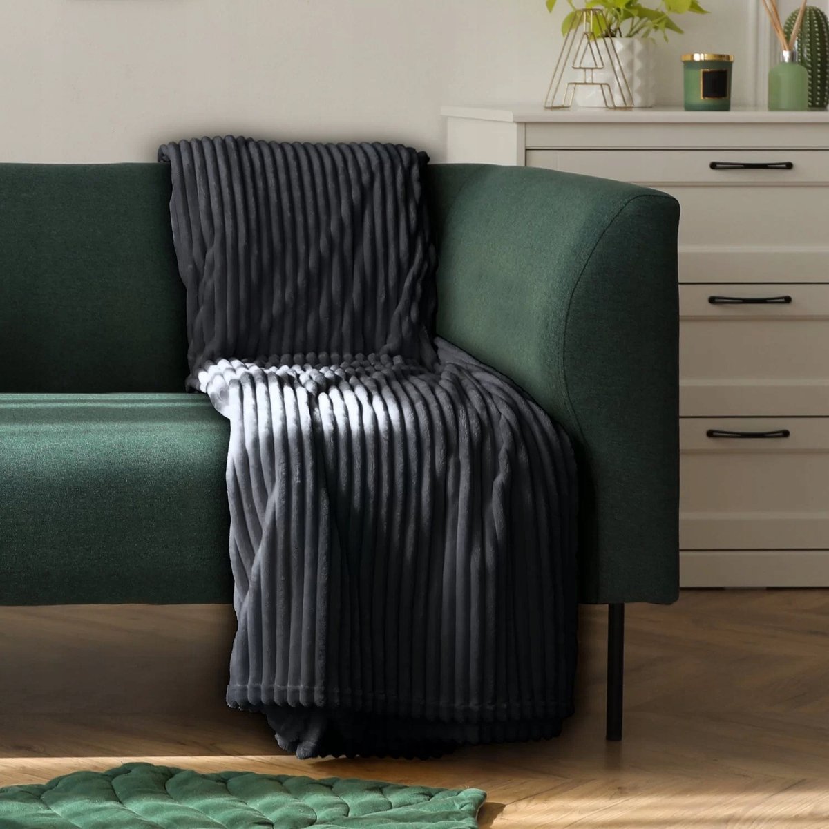 Zacht Pluche Dekentje 200x220 cm - Donkergrijs, 100% Microvezel