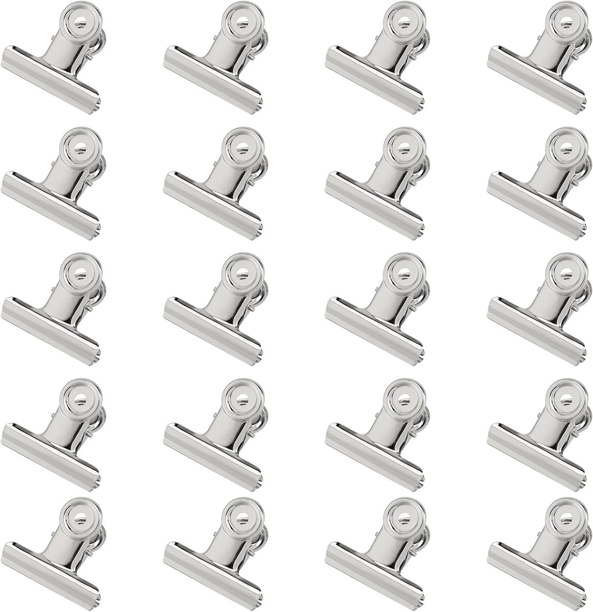 Metalen bulldog clips 20 stuks - 5x4.5 cm - robuust en duurzaam - ideaal voor kantoor en thuis - ShopVlot