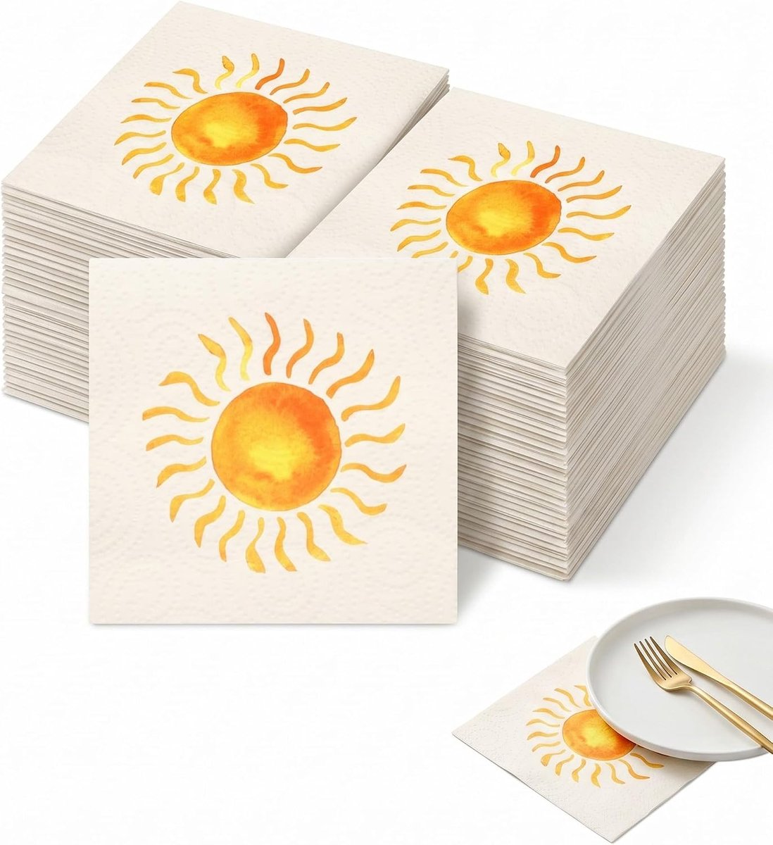 Papieren servetten 33 x 33 cm - Boheemse zon - dik en absorberend - ideaal voor verjaardagen - ShopVlot