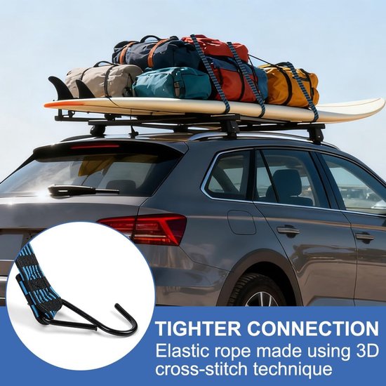 Duurzame Bungee Koorden van 2.5 cm Breed met Haakjes, Set van 5 Stuks - Ideaal voor Fietsen, Kamperen en Auto Bevestiging van Merkloos — afbeelding 3