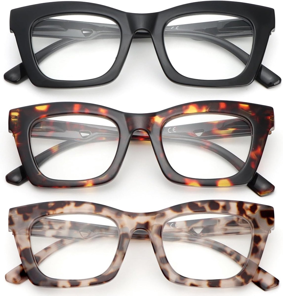 KoKoBin Oprah 3 Pack Oprah Anti-Blue Light Reading Glasses for Women Oversized Square Computer Glasses Fashion - ShopVlot