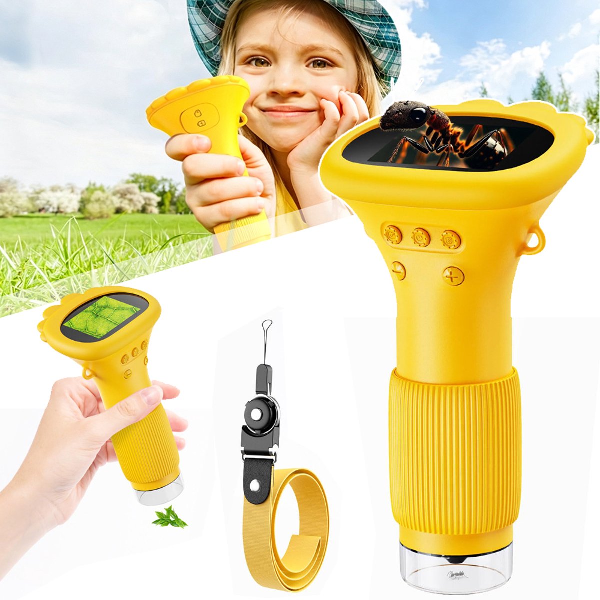 Microscoop Voor Kinderen - Mini-Microscoopcamera - Digitale Microscoop Met Een 2,0 Inch Hd-Scherm - Verjaardagscadeaus