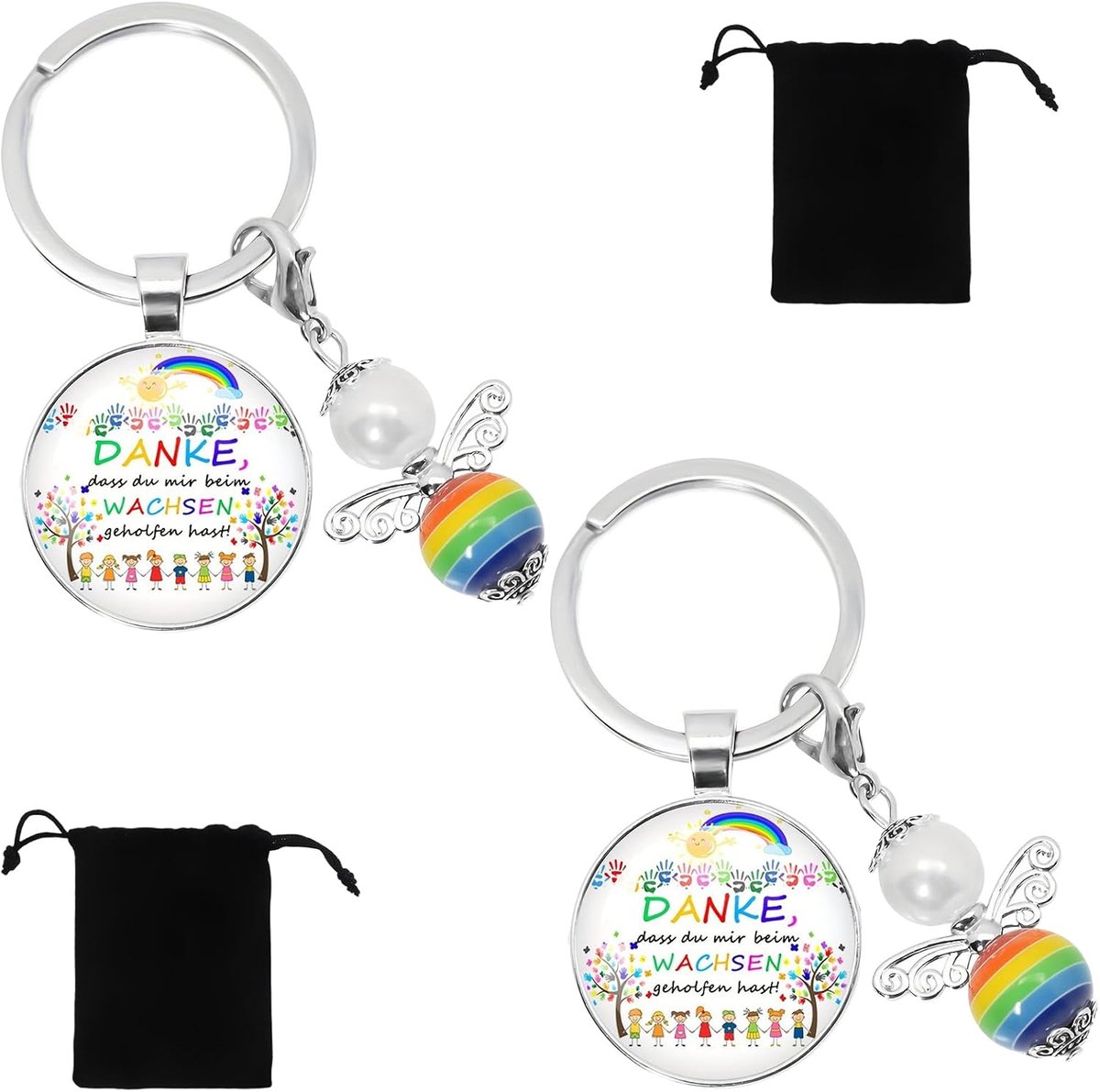 KOHVAN 2 stuks cadeau voor leraar, bedankje, met 2 fluwelen zakjes, cadeau-idee voor leraren, ATSEM, kinderoppas – - ShopVlot