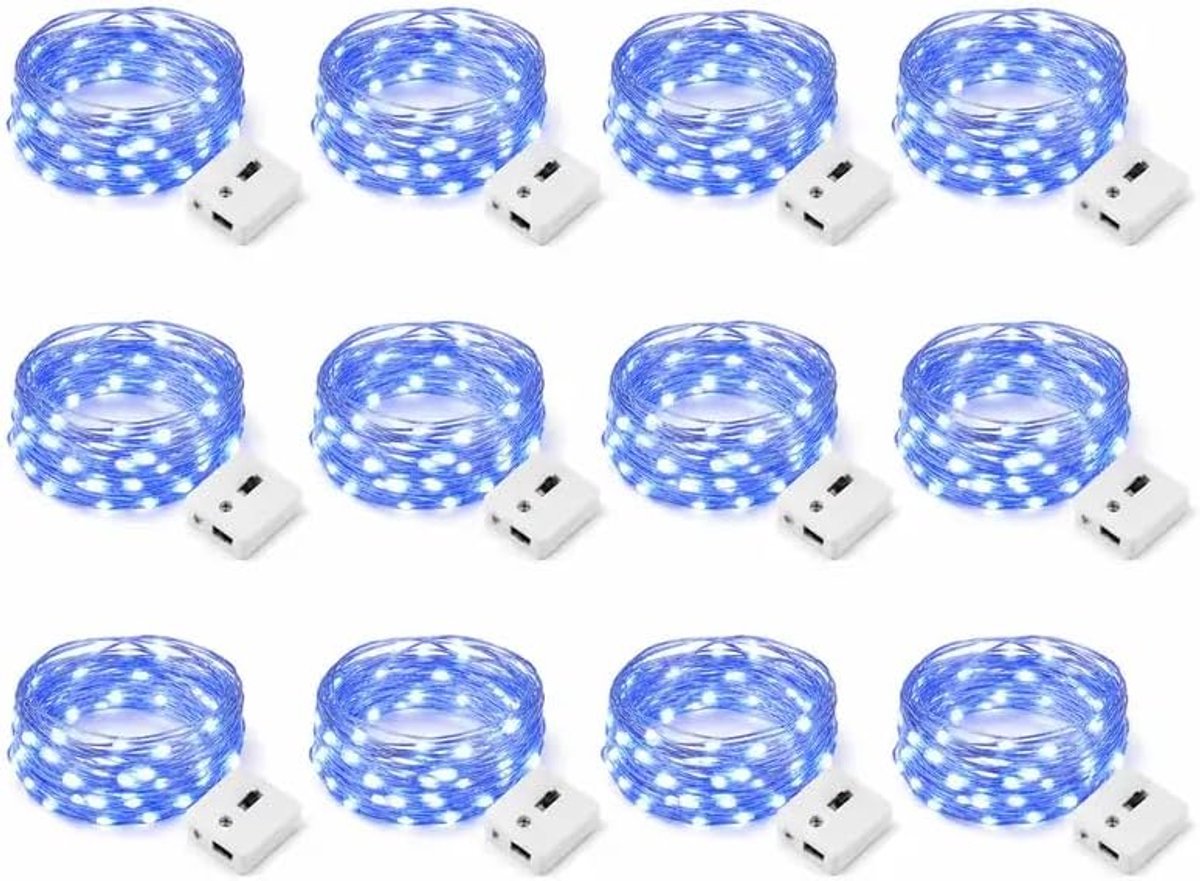 btfarm 12 stuks mini-lichtketting met batterij, blauw - ShopVlot