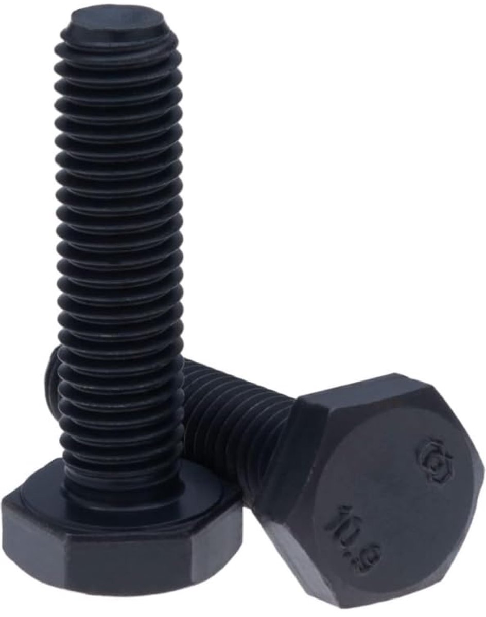 12 stuks M8 x 20 zeskantschroeven, zwart, klasse 10.9 - ShopVlot