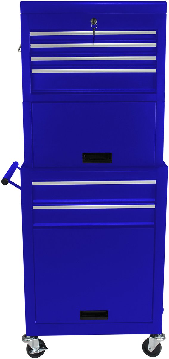 REDOM - Gereedschapskar - 6 lades - Afsluitbaar - 4 wielen - Staal - Blauw - Garage en werkplaats - 51.0 x 53.01 x 132.04 cm