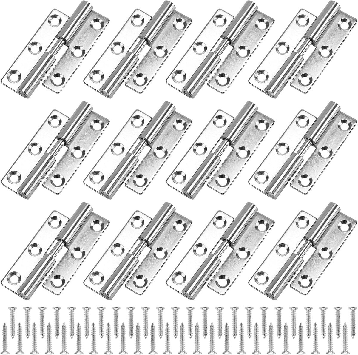 12 stuks roestvrijstalen scharnieren, inklapbaar, 64 x 36 mm, roestvrijstalen deurscharnieren, vlaggenscharnier - ShopVlot