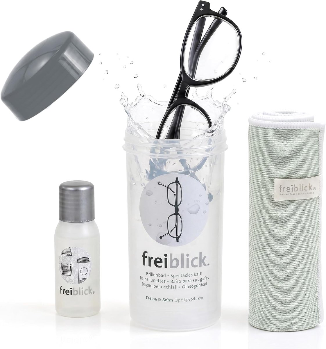 Freiblick Glasses Bath Set, Shake for Thorough Glasses Cleaning (Silver Grey, Large) - ShopVlot