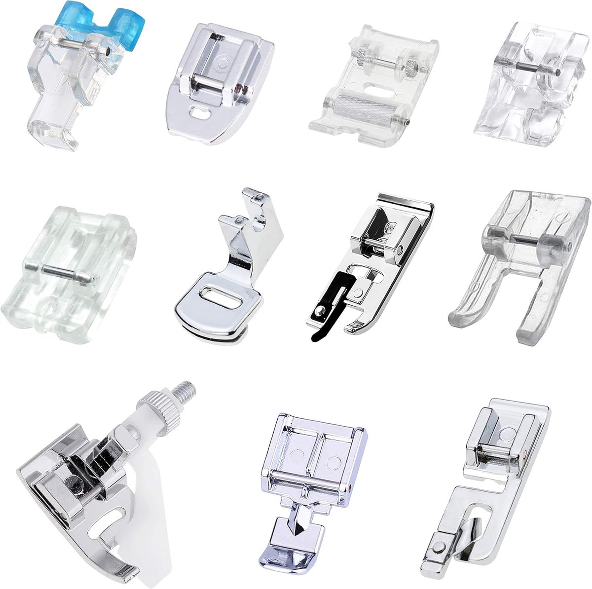 Naaimachine Voetjes Set 11 Delig - Universele Naaiaccessoires voor Laag Spoelhuis - Geschikt voor Diverse Merken zoals Brother en Janome - Professionele Collectie Naaivoetjes
