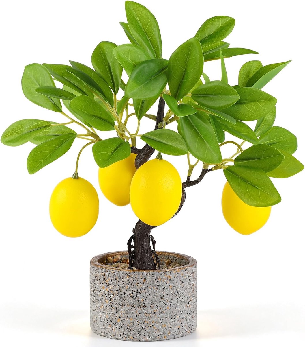 Kunstplanten in pot, mini groene kunstplanten met keramische potten, kleine kunstplanten (geel) - ShopVlot
