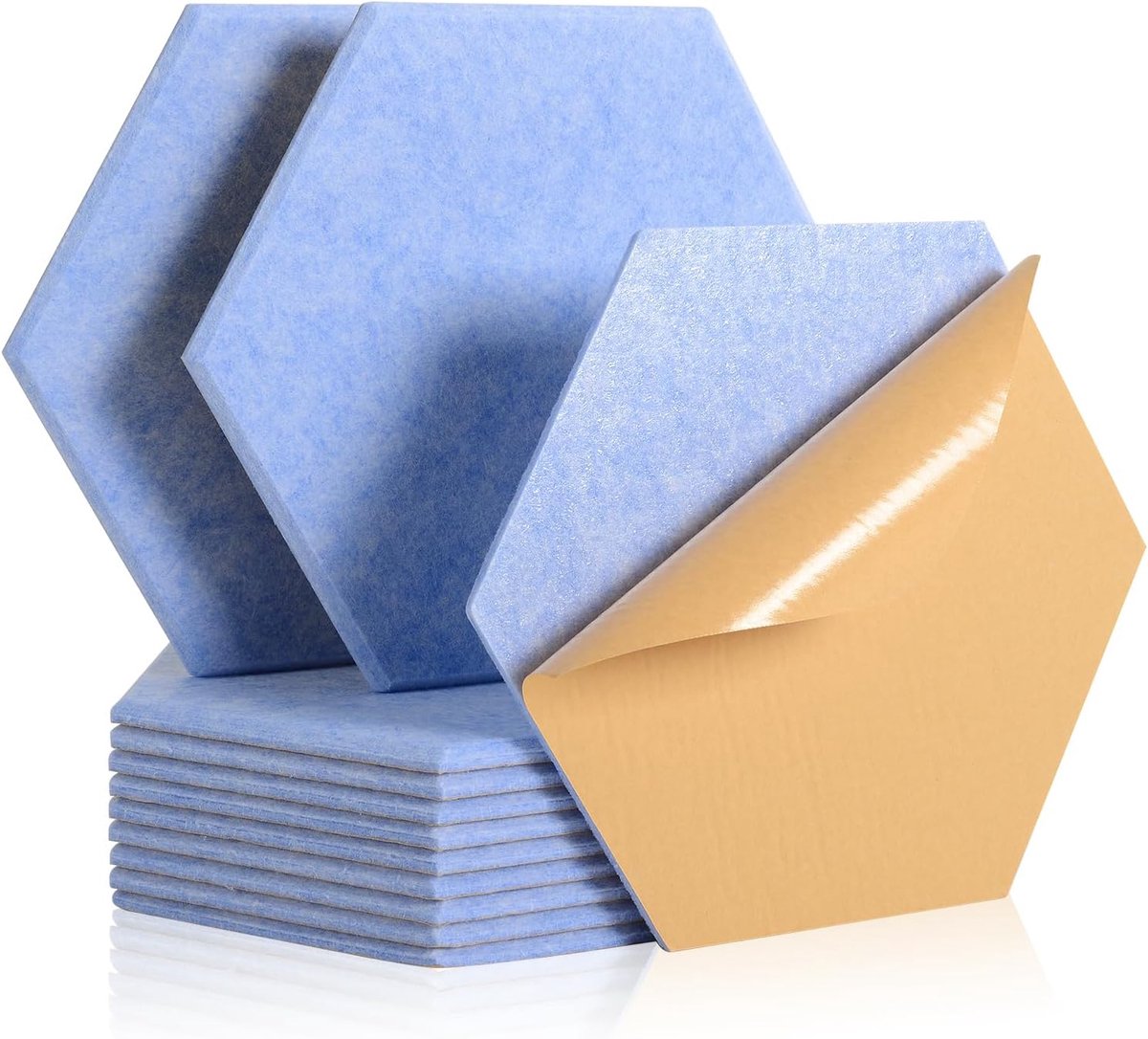 12 Pieces Acoustic Panels Self Adhesive,30 x 26 x 1cm, Hexagon Acoustic Panels Acoustic Absorber, Sound Insulation - ShopVlot