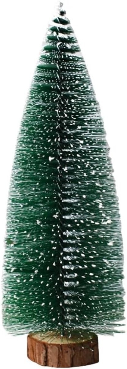 Kunstkerstboom - Groen - 32 cm - Kunststof met Sneeuwlaag - Voor Kerstdecoratie