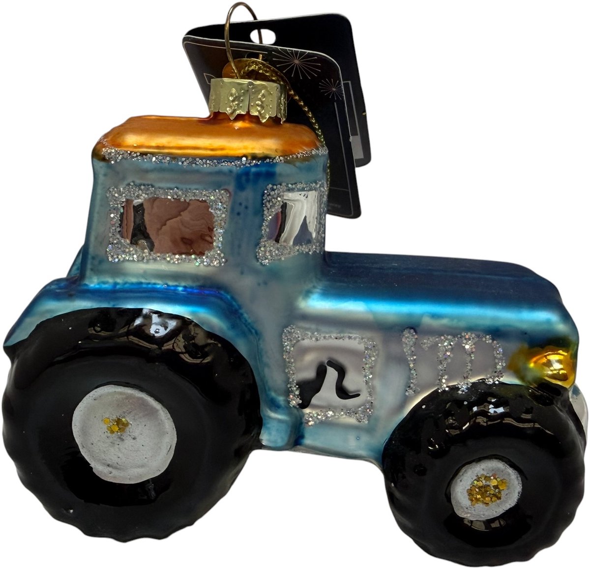 Decoris Crazy kerstboom hanger Tractor kleur blauw blauw, zilver, zwart