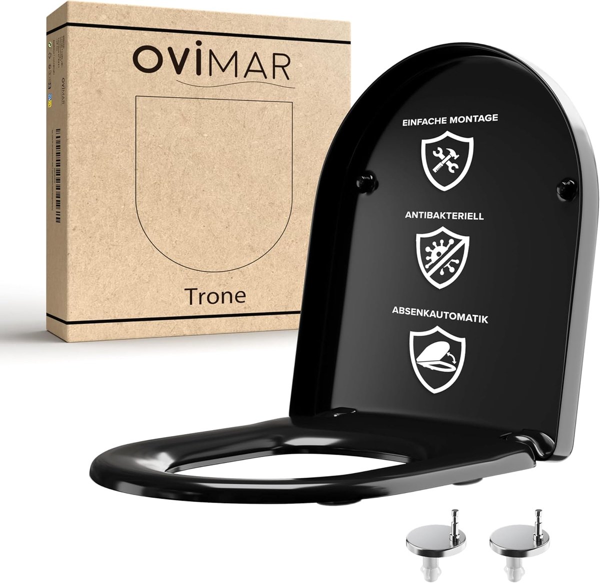 ovimar Toilet seat Trone D Form - Black - Toilet lid with closing mechanism and soft close - Duroplast - ShopVlot