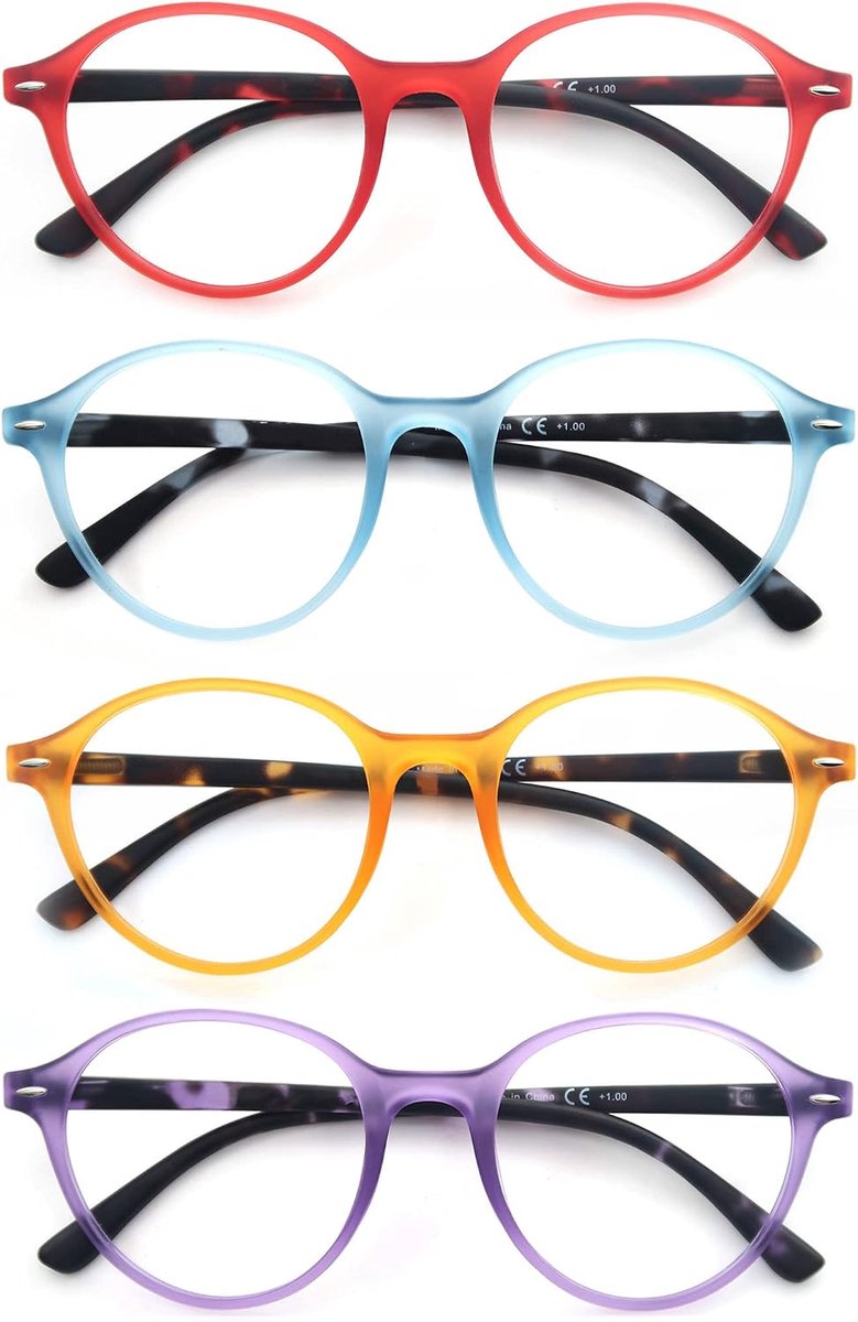 MODFANS Set of 4 Reading Glasses for Men and Women, Good Glasses, High-Quality Fashionable Comfortable Reading Aid for - ShopVlot