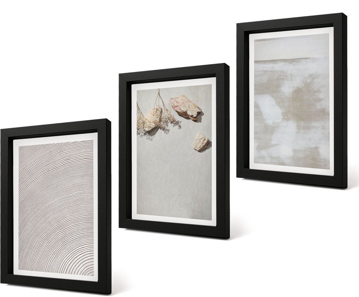 Coloray 4-Delige Schilderij Set - Zandstenen en een verweerde textuur in boho-stijl - 20 x 30 cm - Stijlvolle Muurdecoratie - Kantoor - Wanddecoratie