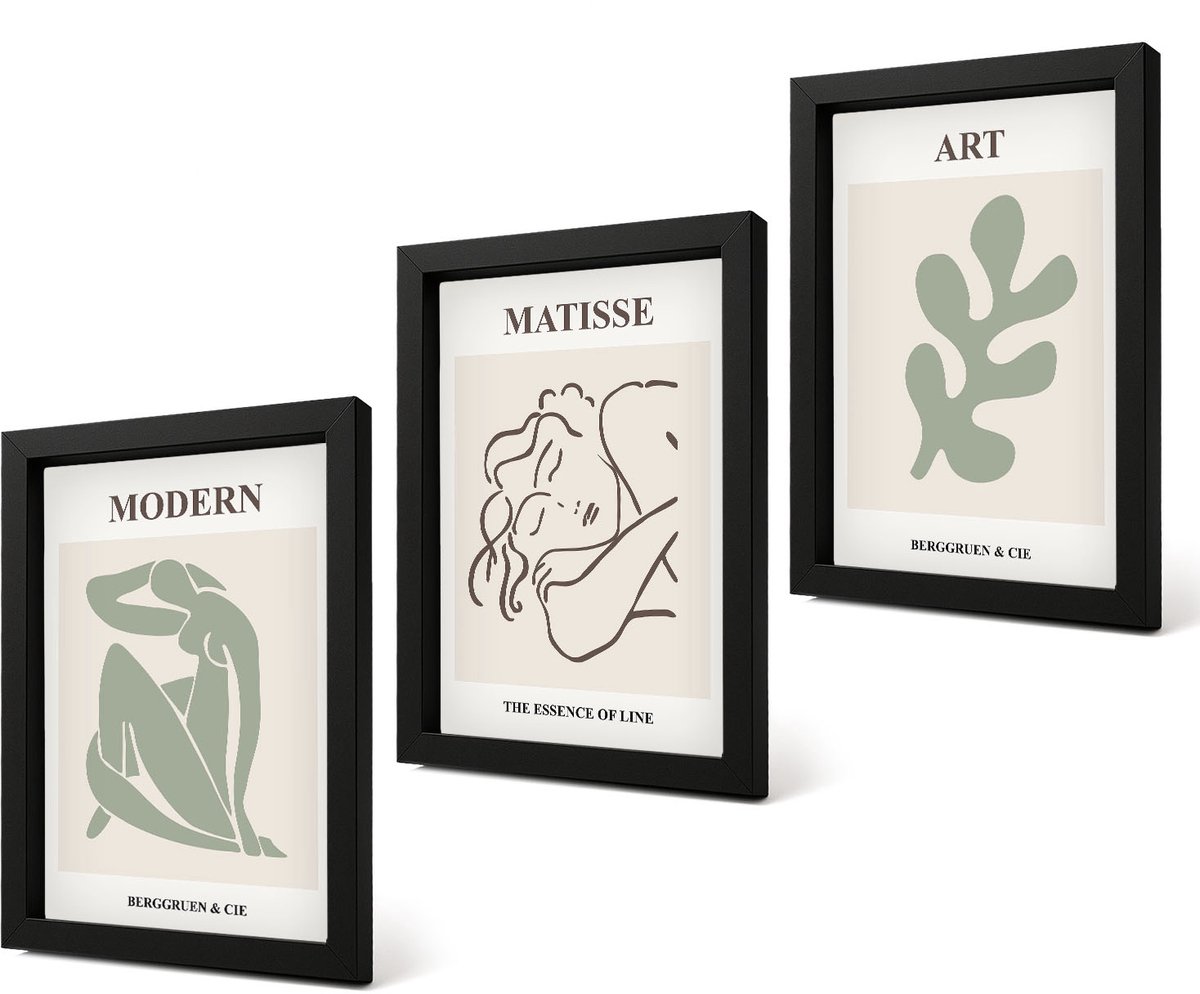 Coloray 4-Delige Schilderij Set - Stijlvolle personages en planten in een minimalistisch ontwerp. - 20 x 30 cm - Moderne Wanddecoratie - Woonkamer - Interieur Decoratie