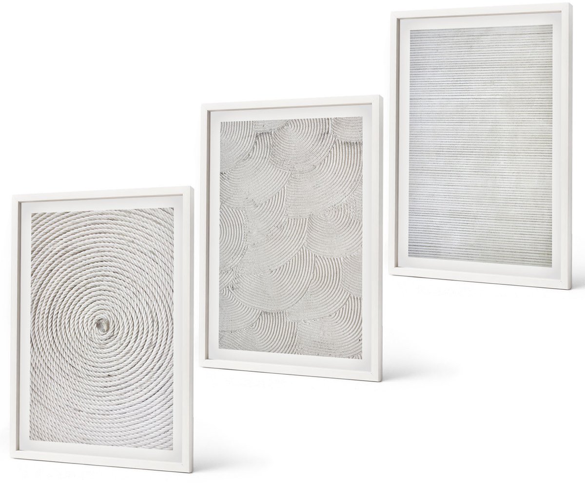 Coloray 3-Delige Schilderij Set - Geometrische Kartonnen Moderne Patronen - 40 x 60 - Stijlvolle Muurdecoratie - Slaapkamer