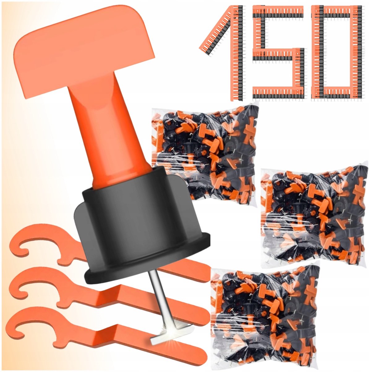 150x Tegel Levelling Systeem Clips & 3x Sleutel - Herbruikbaar