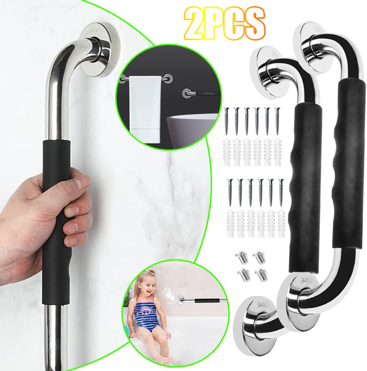 Antislip Handgreep voor Bad en Douche - 2 Stuks
