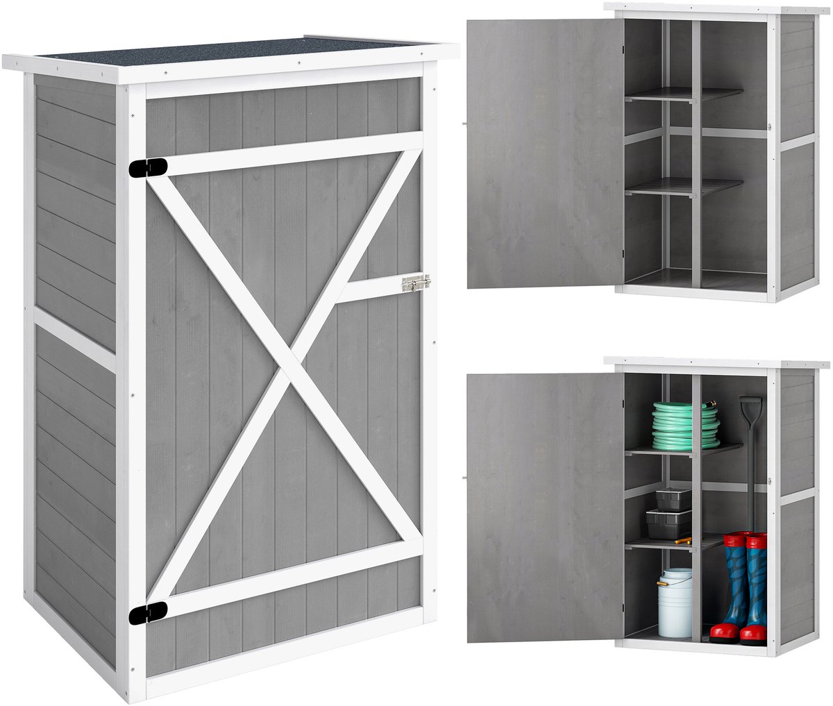 Outsunny Tuinberging - Hout - 75x56x115cm - Grijs