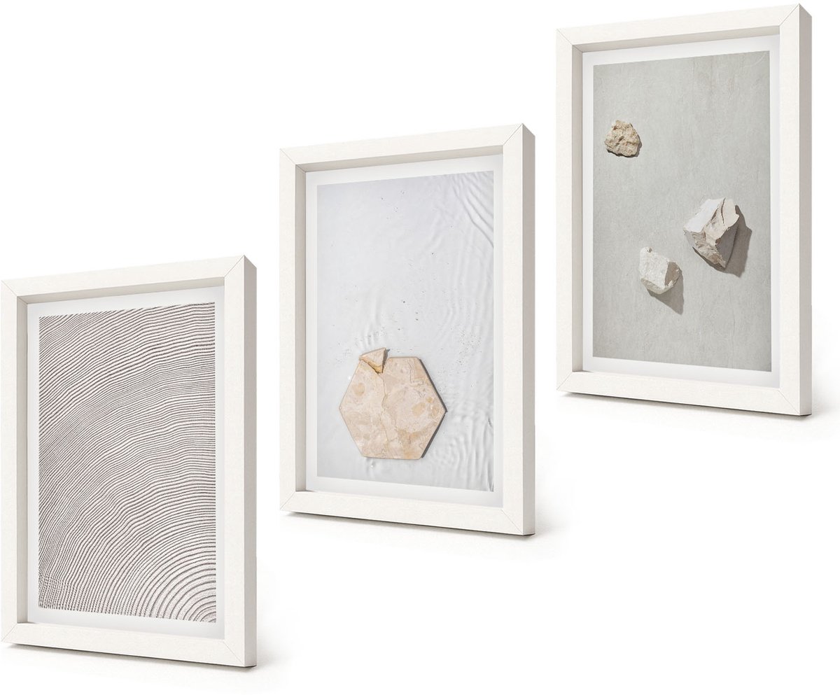 Coloray 3-Delige Schilderij Set - Lichte texturen op zand, delicate boho-stijl - 20x30 - Decoratieve Schilderijen - Woonkamer - Interieur - Stijlvolle Muurdecoratie