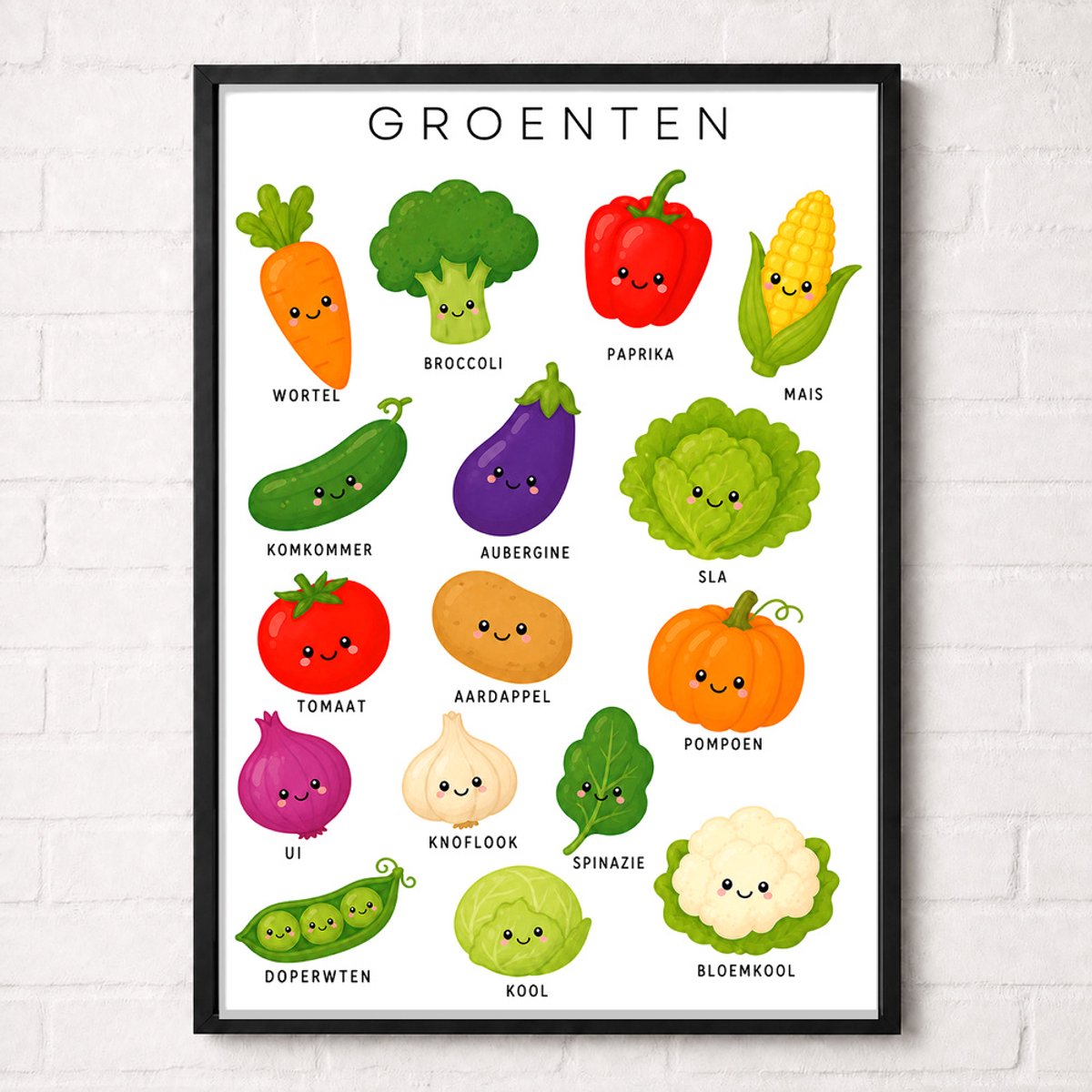 Groenten Educatieve Poster voor Kinderen - Leren - groep 1 t/m 5 (4-9 jaar) - A1+ 61 x 91,5 cm
