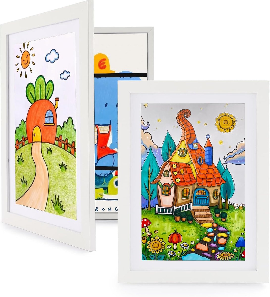 LEMON CLOUD Children's Picture Frame, 2 Pieces, A4 Vulba, Children's Drawings, Front Opening for Storing and - ShopVlot
