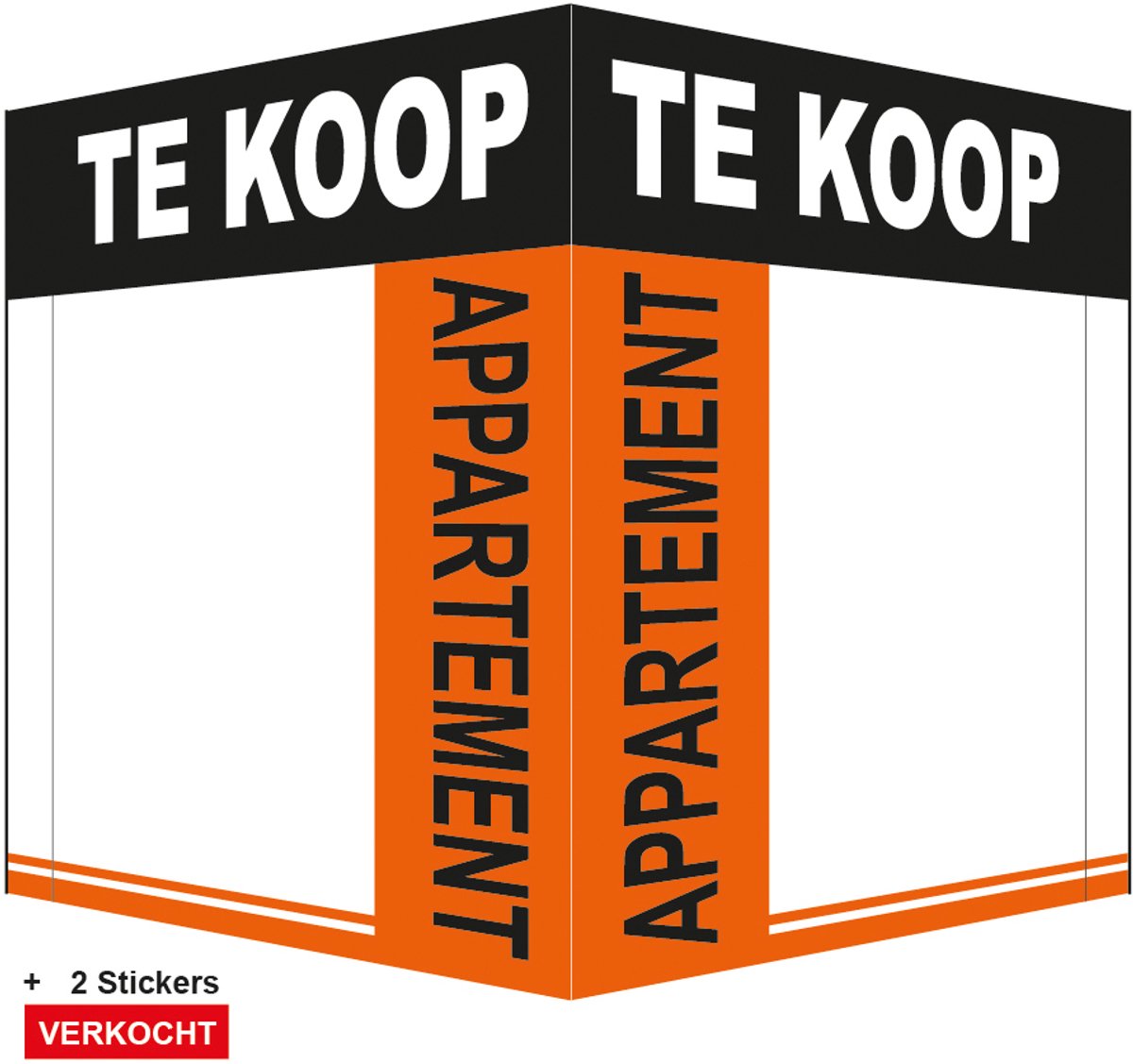 Raambord/V-Bord Appartement TE KOOP + 2 stickers Verkocht