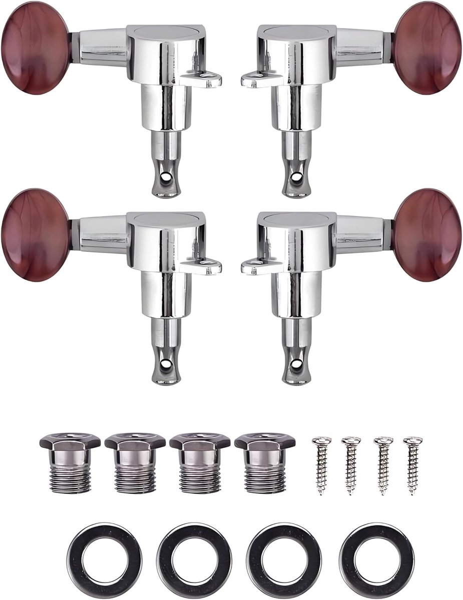 Ukulele String Tuning Pegs, 2L2R Configuration, Closed-End Locking Mechanism, for Smooth Gear Design, Ukulele - ShopVlot