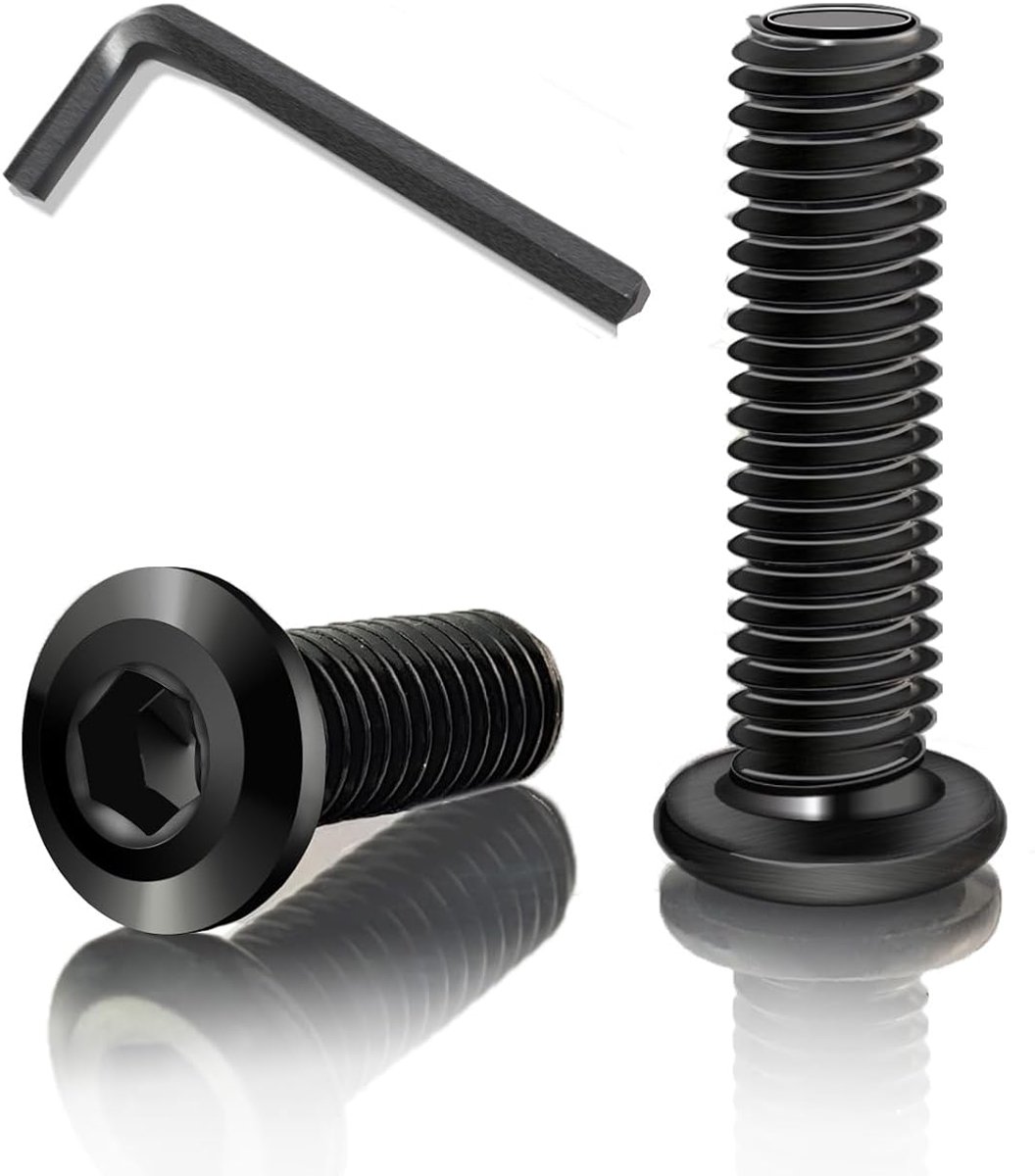 Pack of 40 Flat Head Screws, M5 x 35 mm Screws, Black, Lens Head Screws, Stainless Steel, A2 V2A, Hexagon, Flat Head - ShopVlot