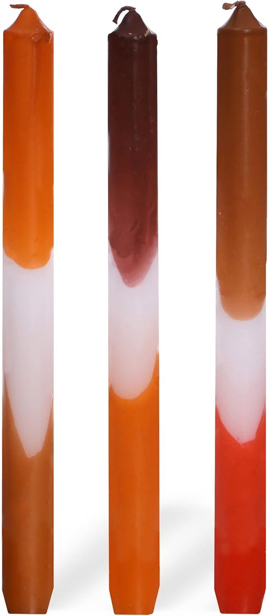 comforder Dip Dye Stick Candles, Pack of 3, Colour Gradient, 24 cm (Orange - ShopVlot