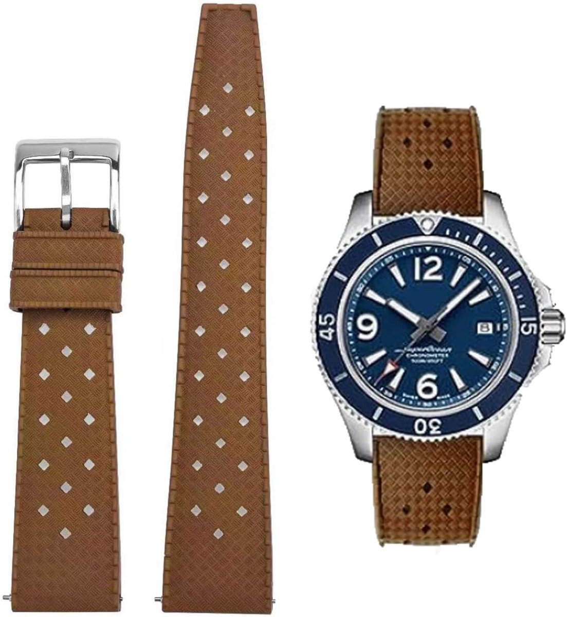 Watch Straps Fluor Rubber Bracelet 18mm 19mm 20mm 21mm 22mm FKM Soft and Durable Quick Release Tropical Style Watch - ShopVlot