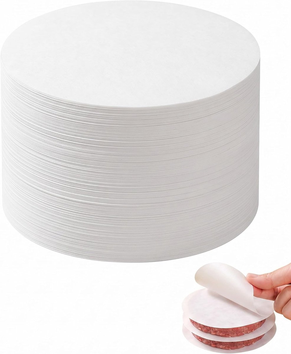 500 vellen rond antiaanbakpapier voor hamburgerpers, perkamentpapier voor hamburgers, bakpapier voor grill - ShopVlot