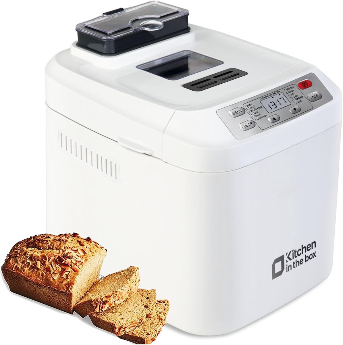 Kitchen in the box Broodbakmachine met automatische ingrediëntendispenser, 900 g, 12 programma's incl. glutenvrij & - ShopVlot