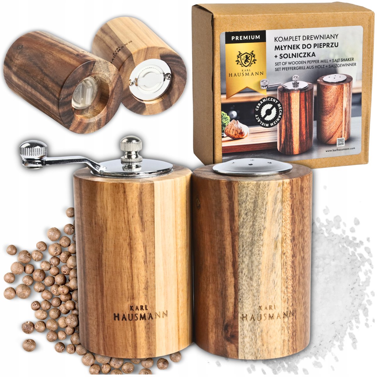Karl Hausmann Houten Zout- en Pepermolen Set (2 stuks)