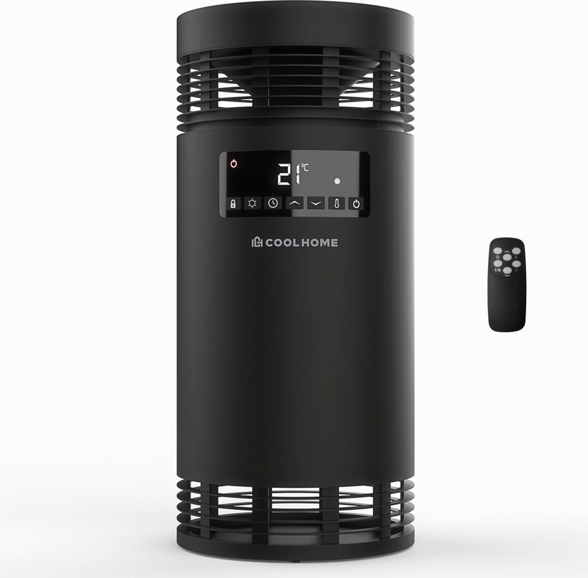 CoolHome CH22i Elektrische kachel - Keramische kachel met afstandsbediening - Heater - 360º verwarming met ventilator - 1800W - Zwart