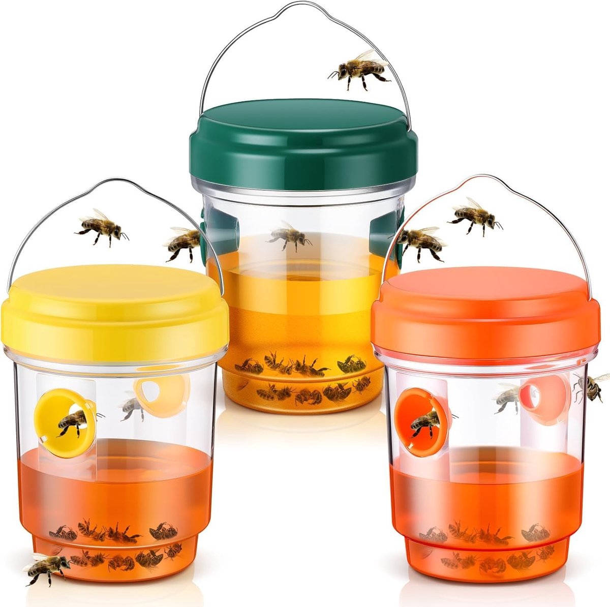 Set of 3 Outdoor Wasp Traps - Reusable Wasp Traps with Bait, Wasp Trap for Garden, Patio and Balcony. - ShopVlot