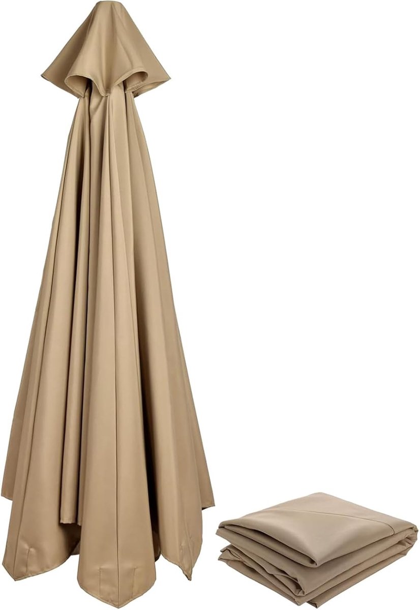 Vervangende Parasolhoes 3x3m - Khaki - UV-bescherming - Duurzaam voor buitengebruik - ShopVlot