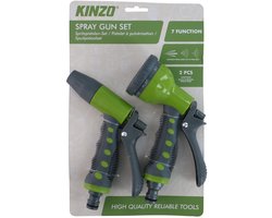 Kinzo Sproeikop Tuinslang Set – 2-delig Spuitpistool met Verstelbare Straalstanden – Sproeikop voor Tuinslang met Grip – Sproeipistool voor Tuin, Auto of Terras