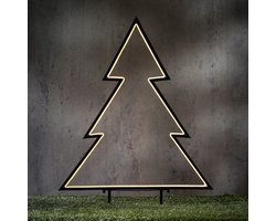 Luca Lighting Garden d'Light Kerstboom Tuinsteker - Kerstversiering Buiten met Warm Wit LED Licht - Kerst Decoratie met Timer en 8 Lichtstanden - Guirlande met Lampjes - L72 x H100 cm - Zwart