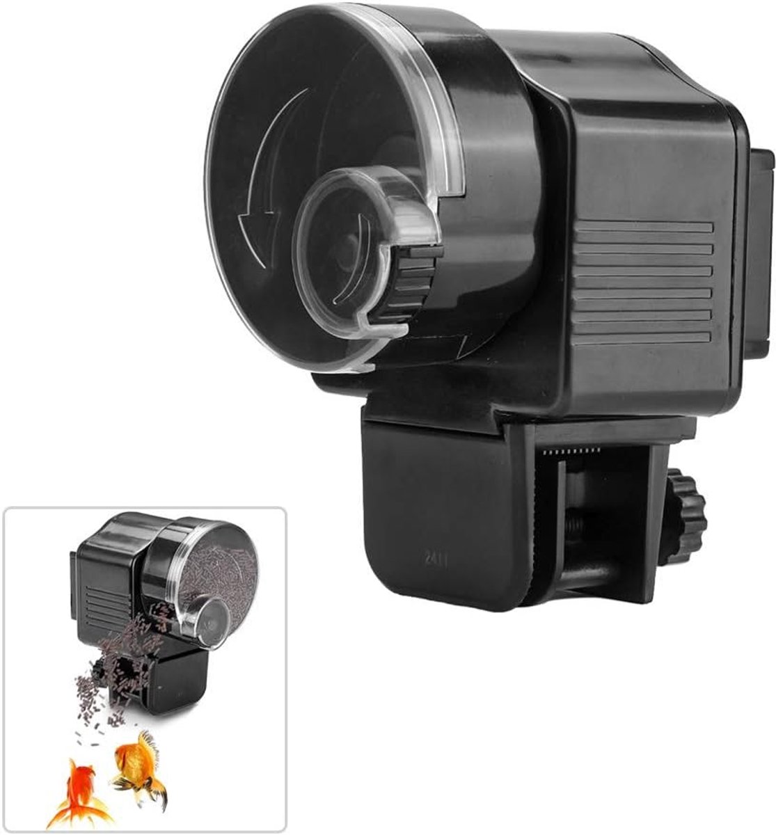 Automatische visvoeder-automatische visvoeder vijver-automatische visvoeder voor aquariums - Zwart - 6,5 x 3 cm