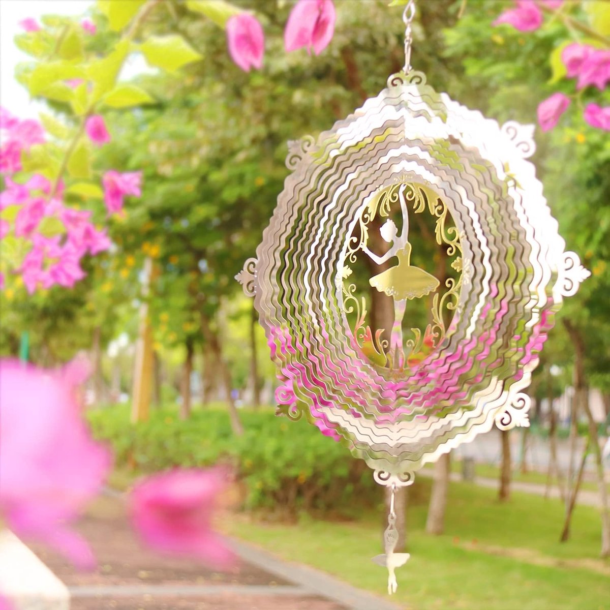 Windspinners Voor Tuin En Tuin, 3d-metalen Roterende Windgong, Roestvrijstalen Hanger Voor Balletmeisje, Kunstversiering Voor Tuin Buiten Tuin Gazon Patio(Color:Goud)