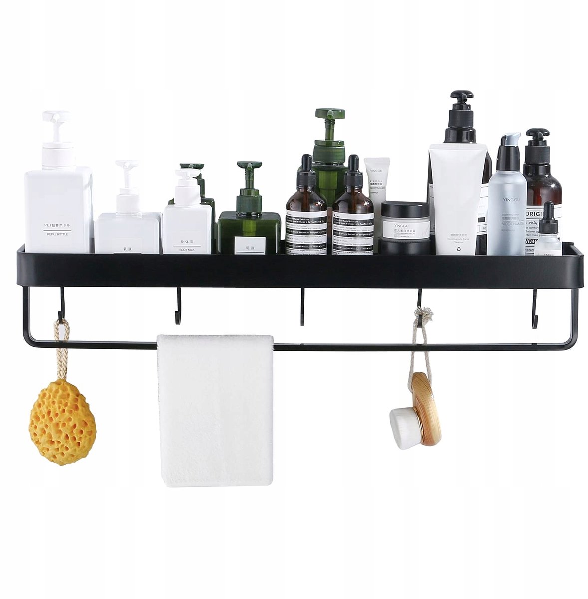 Zwarte Wandrek voor Douche - 60cm - Zonder Boren