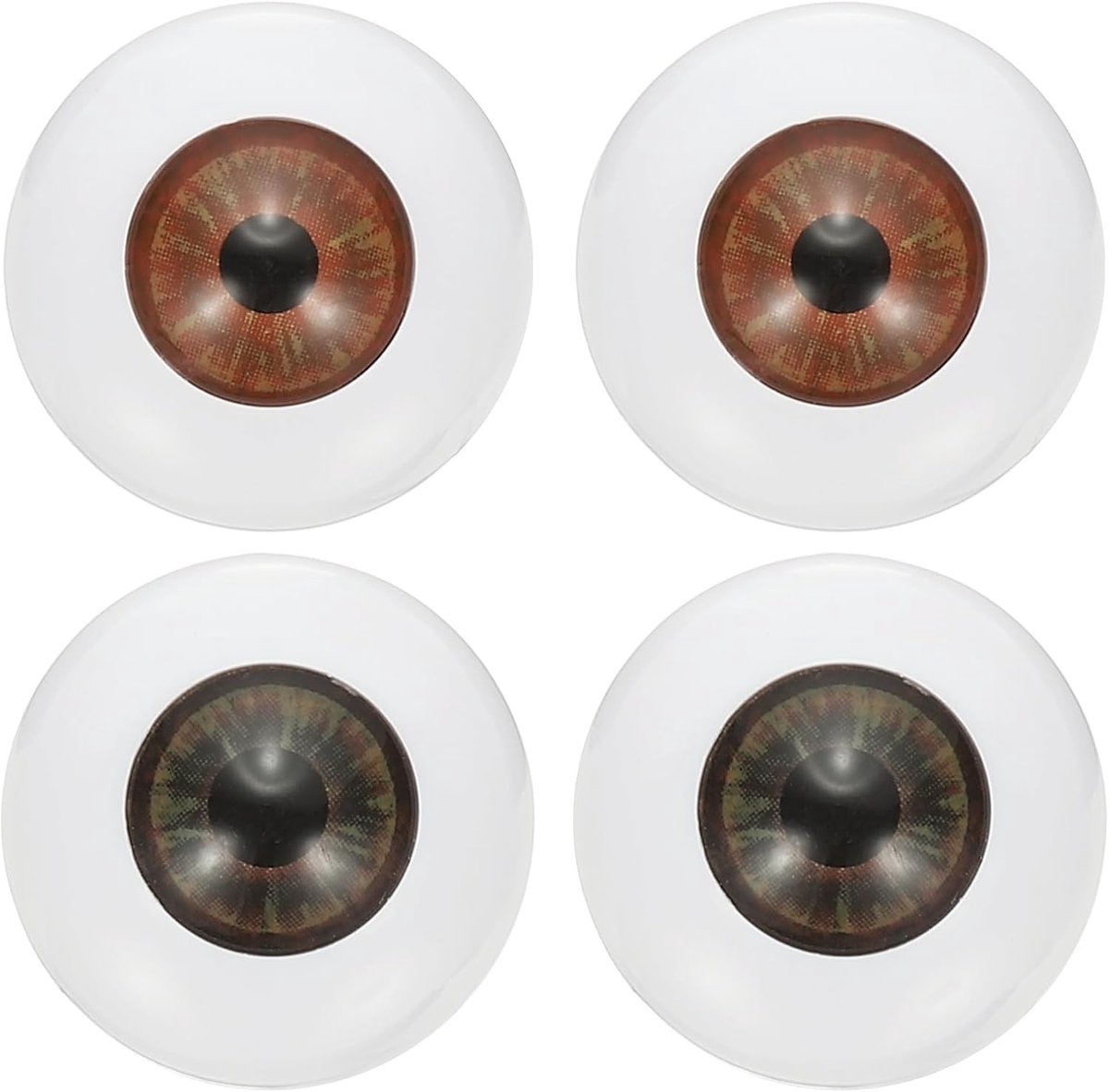 24 mm poppenogen, 4 stuks realistische acryl ogen plastic halve oogballen voor poppen maskers Halloween rekwisieten kunstambacht, roodbruin/geelbruin