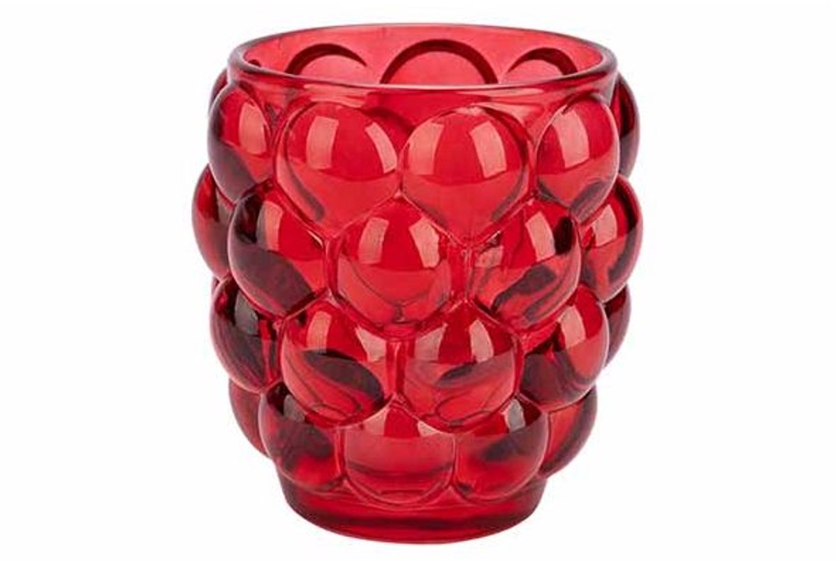 Theelichthouder Bubble Rood 9x9xh10cm Ro Nd Glas