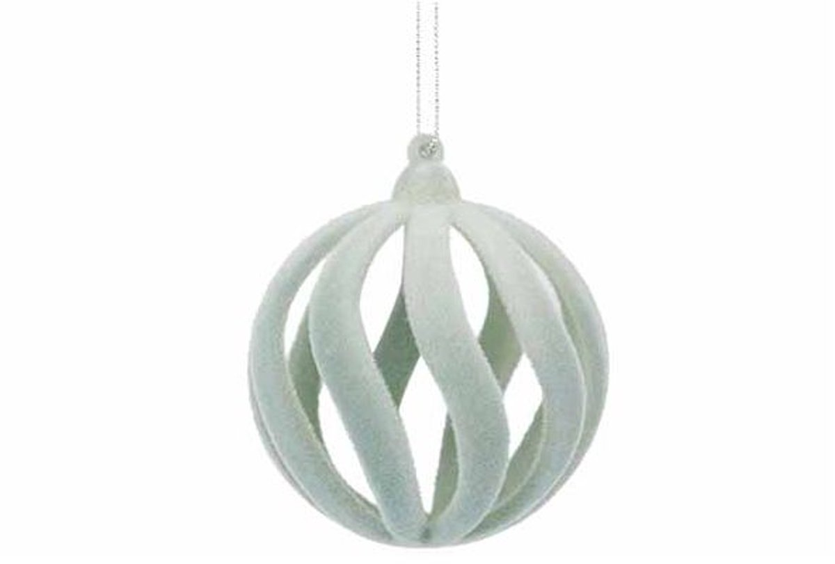 Hanger Ball Spiral Flocked Mint 7x7xh7cm Kunststof